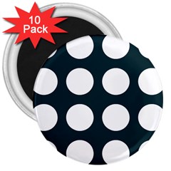Big Dot Teal Blue 3  Magnets (10 Pack) 