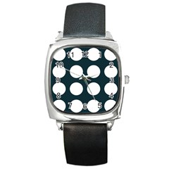 Big Dot Teal Blue Square Metal Watch by snowwhitegirl