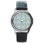 Music Stars Sky Blue Round Metal Watch Front