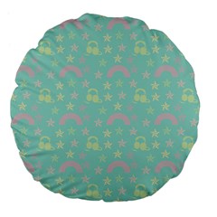 Music Stars Seafoam Large 18  Premium Flano Round Cushions