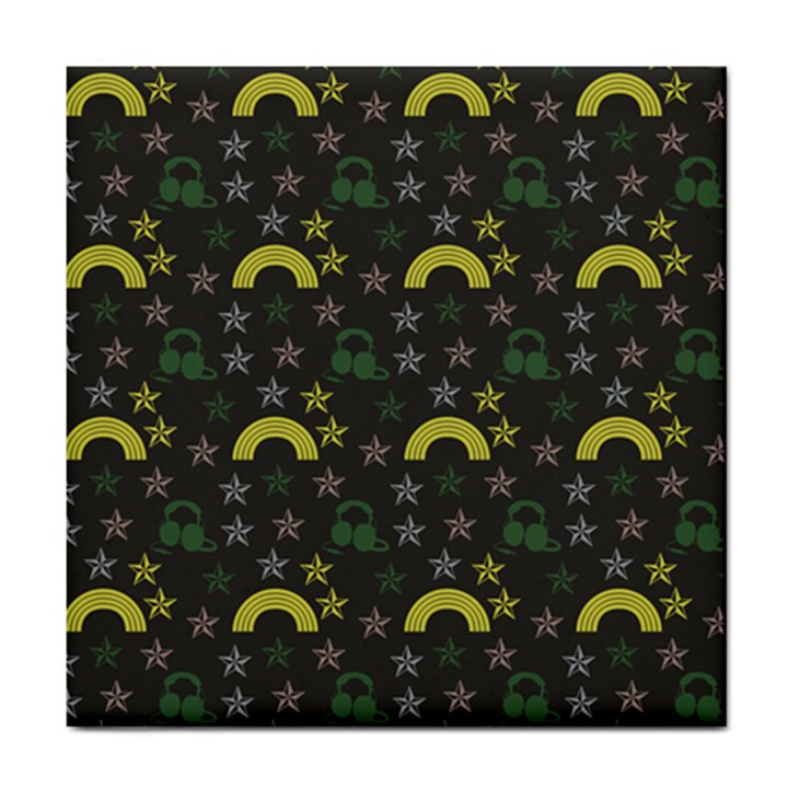 Music Star Dark Grey Tile Coasters