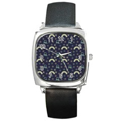 Music Stars Dark Teal Square Metal Watch by snowwhitegirl