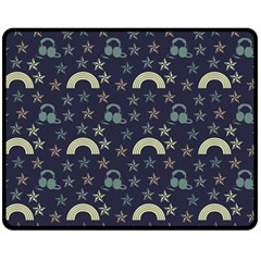 Music Stars Dark Teal Fleece Blanket (medium) 