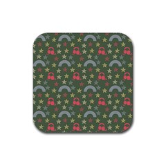 Music Stars Grass Green Rubber Coaster (square) 