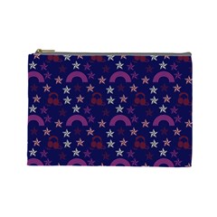 Music Stars Navy Cosmetic Bag (large)  by snowwhitegirl