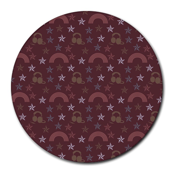 Music Stars Brown Round Mousepads