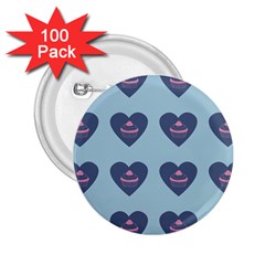 Cupcake Heart Teal Blue 2 25  Buttons (100 Pack)  by snowwhitegirl