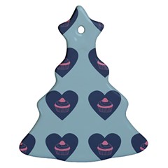 Cupcake Heart Teal Blue Ornament (christmas Tree)  by snowwhitegirl