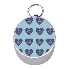 Cupcake Heart Teal Blue Mini Silver Compasses by snowwhitegirl