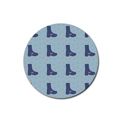 Deer Boots Teal Blue Rubber Round Coaster (4 Pack)  by snowwhitegirl