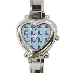 Deer Boots Teal Blue Heart Italian Charm Watch