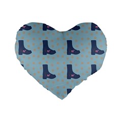 Deer Boots Teal Blue Standard 16  Premium Heart Shape Cushions by snowwhitegirl