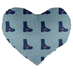 Deer Boots Teal Blue Large 19  Premium Heart Shape Cushions by snowwhitegirl