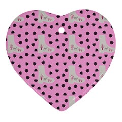 Deer Boots Pink Grey Ornament (heart)