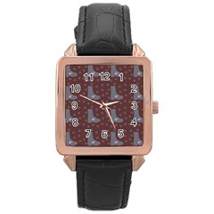 Deer Boots Brown Rose Gold Leather Watch 