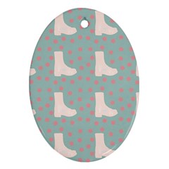 Deer Boots Blue White Oval Ornament (two Sides)