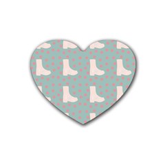 Deer Boots Blue White Rubber Coaster (heart)  by snowwhitegirl