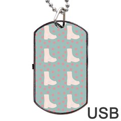 Deer Boots Blue White Dog Tag Usb Flash (two Sides)