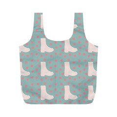 Deer Boots Blue White Full Print Recycle Bags (m)  by snowwhitegirl