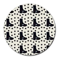 Deer Boots White Black Round Mousepads