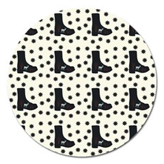 Deer Boots White Black Magnet 5  (round) by snowwhitegirl