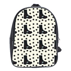 Deer Boots White Black School Bag (large)