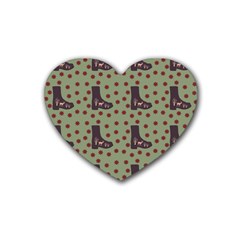 Deer Boots Green Rubber Coaster (heart) 