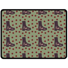 Deer Boots Green Double Sided Fleece Blanket (large) 