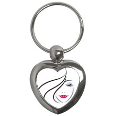 Makeup Face Girl Sweet Key Chains (heart)  by Mariart