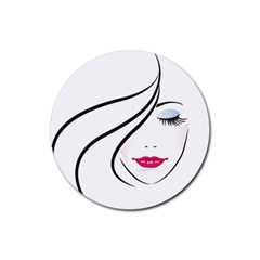 Makeup Face Girl Sweet Rubber Coaster (round) 