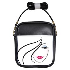 Makeup Face Girl Sweet Girls Sling Bags by Mariart