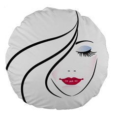 Makeup Face Girl Sweet Large 18  Premium Round Cushions