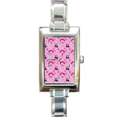 Music Stars Rose Pink Rectangle Italian Charm Watch