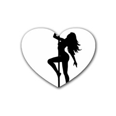 Dance Silhouette Pole Dancing Girl Heart Coaster (4 Pack) 