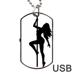 Dance Silhouette Pole Dancing Girl Dog Tag Usb Flash (one Side) by Alisyart