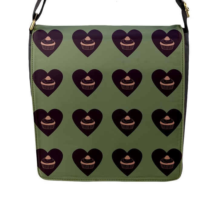Cupcake Green Flap Messenger Bag (L) 