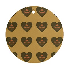 Cupcake Pumpkin Orange Grey Round Ornament (two Sides)