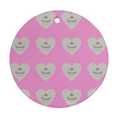 Cupcake Pink Grey Round Ornament (two Sides) by snowwhitegirl