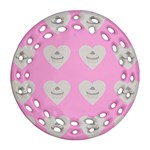 Cupcake Pink Grey Round Filigree Ornament (Two Sides) Front