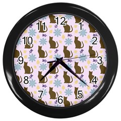 Outside Brown Cats Wall Clocks (black)