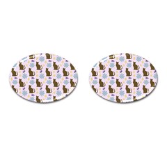Outside Brown Cats Cufflinks (oval)