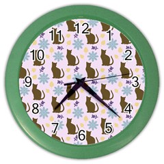 Outside Brown Cats Color Wall Clocks by snowwhitegirl