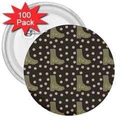 Charcoal Boots 3  Buttons (100 Pack)  by snowwhitegirl