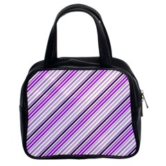 Purple Diagonal Lines Classic Handbags (2 Sides) by snowwhitegirl