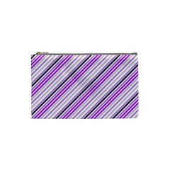 Purple Diagonal Lines Cosmetic Bag (small) 