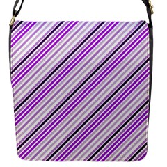 Purple Diagonal Lines Flap Messenger Bag (s) by snowwhitegirl