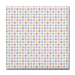 Blue Pink Yellow Eggs On White Tile Coasters