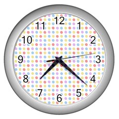 Blue Pink Yellow Eggs On White Wall Clocks (silver) 