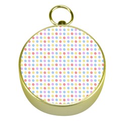 Blue Pink Yellow Eggs On White Gold Compasses