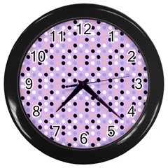 Black White Pink Blue Eggs On Violet Wall Clocks (black) by snowwhitegirl